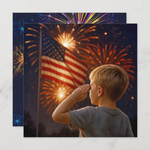 4th of July Boy Saluting the Flag Invitation