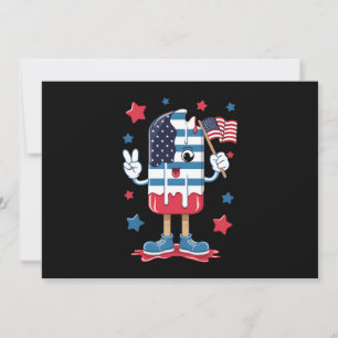 4th Of July Boys Kids Popsicle USA American Flag Invitation