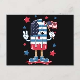 4th Of July Boys Kids Popsicle USA American Flag Postcard