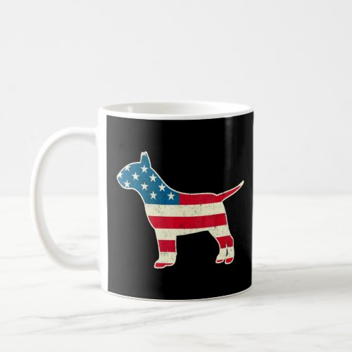 4th Of July Bull Terrier Dog American Flag Usa  Coffee Mug
