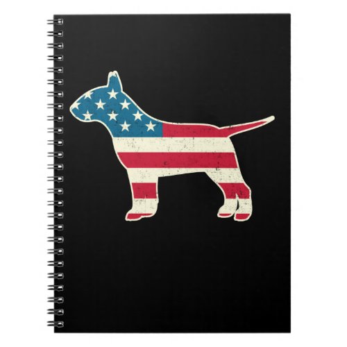 4th of July Bull Terrier Dog American Flag USA Notebook