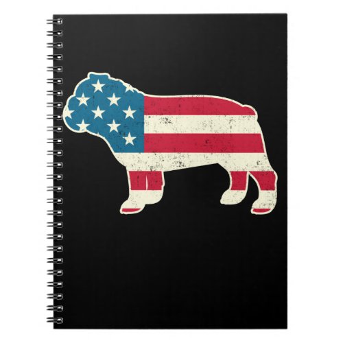 4th of July Bulldog American Flag USA Notebook