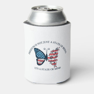 4th of July Butterfly  Can Cooler