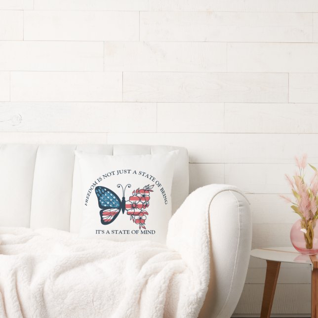 4th of July Butterfly  Throw Pillow (Couch)