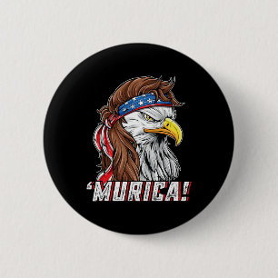 4th Of July Byld Eagle Mullet Murica Usa Usa Meric Button