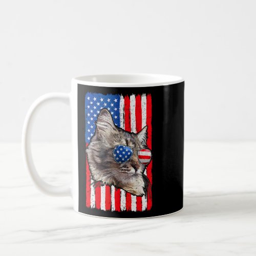 4th Of July Ca  American Ca  Meowica  Coffee Mug