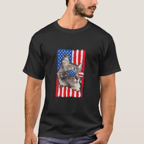 4th Of July Ca  American Ca  Meowica  T_Shirt