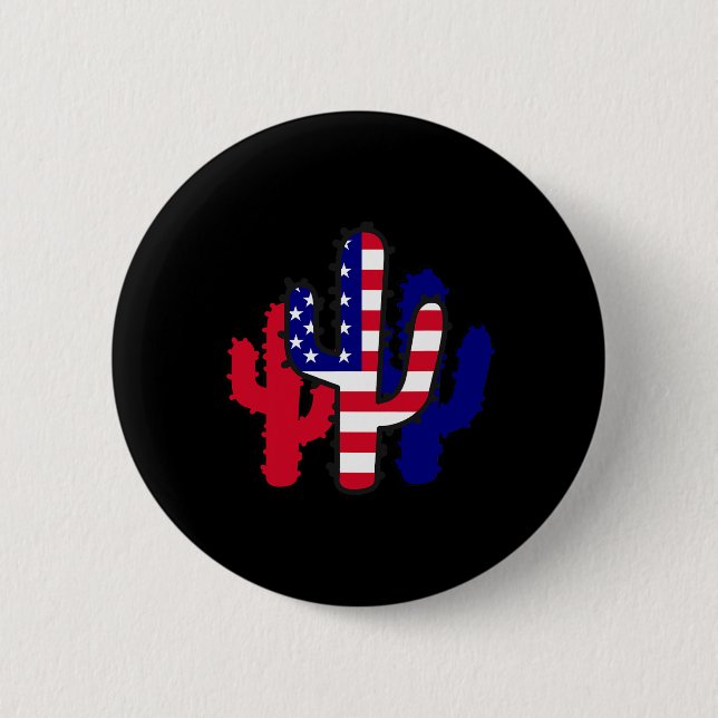 4th Of July Cactus Serape Women Men  Button (Front)