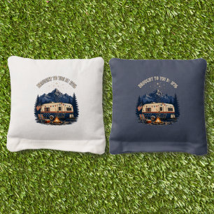 4th Of July Camping Trailer Mountains Cornhole Bags