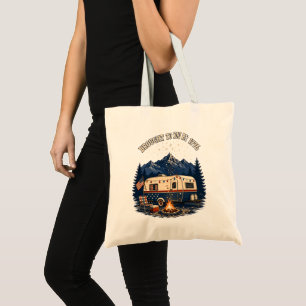 4th Of July Camping Trailer Mountains Tote Bag