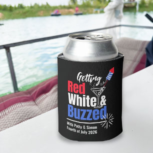 4th of July Can Cooler Red White & Buzzed