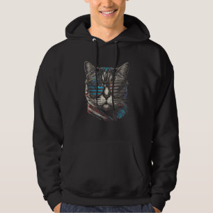 4th Of July Cat American Flag America Patriotic Fu Hoodie