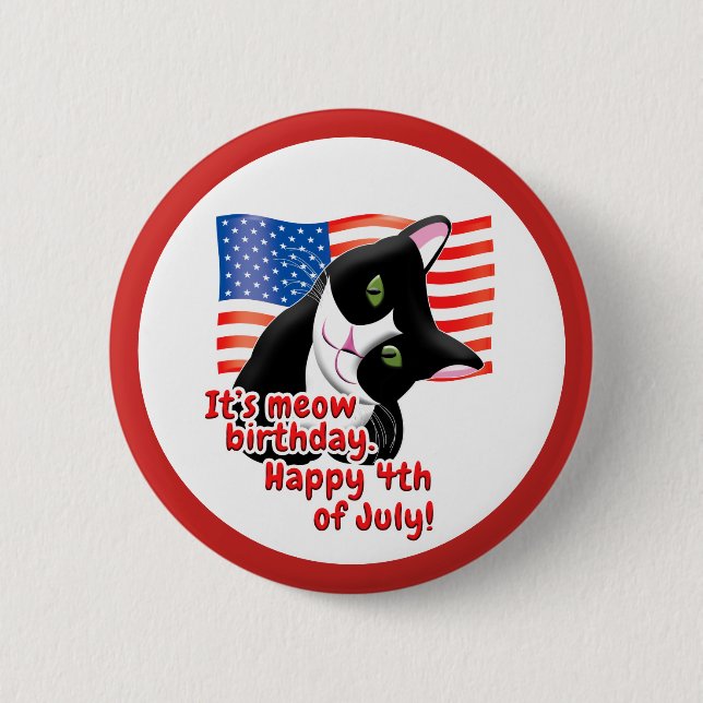 4th of July Cat Button (Front)
