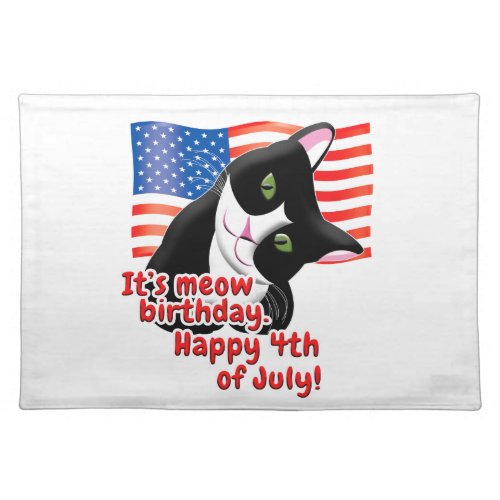4th of July Cat Cloth Placemat