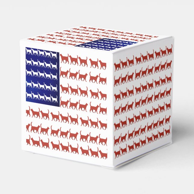 4th of July Cat Flag Red White and Blue Favor Boxes (Back Side)