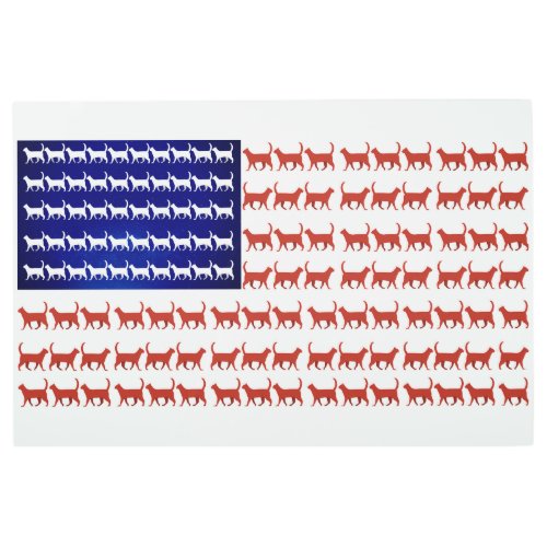 4th of July Cat Flag Red White and Blue Metal Print