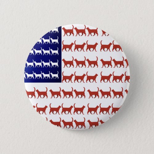 4th of July Cat Flag Red White Blue USA Patriot Button