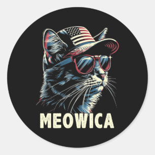 4th Of July Cat Meowica Cat Lover Usa America Classic Round Sticker