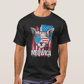 4th Of July Cat Meowica Patriotic American Flag Su T-Shirt