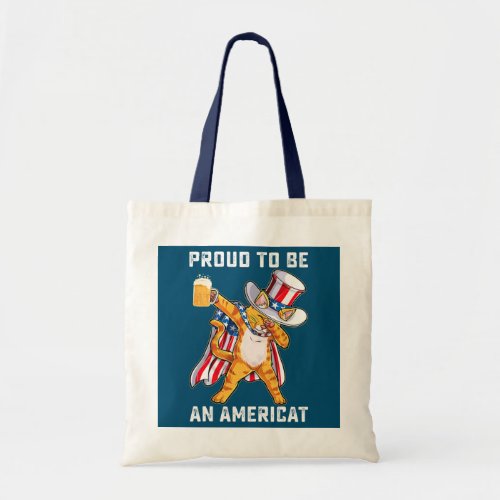 4th of July Cat US Flag Sunglasses Proud To Be An Tote Bag