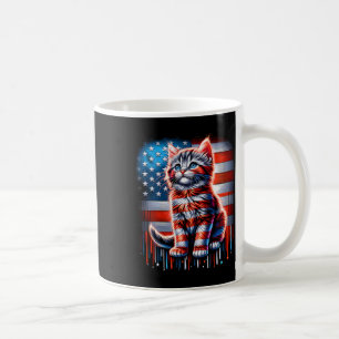 4th Of July Cat Usa Flag Cute Kitten Memorial Day Coffee Mug