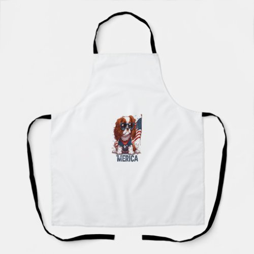 4th of July Cavalier King Charles Spaniel Dog Meri Apron