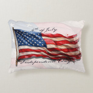 4th of July – Celebrate with US Flag Accent Pillow