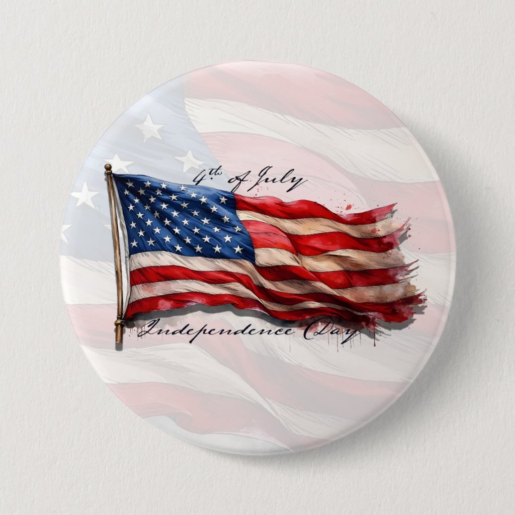 4th of July – Celebrate with US Flag Button
