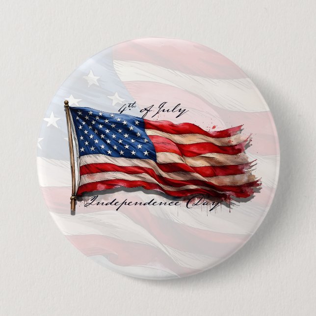 4th of July – Celebrate with US Flag Button (Front)