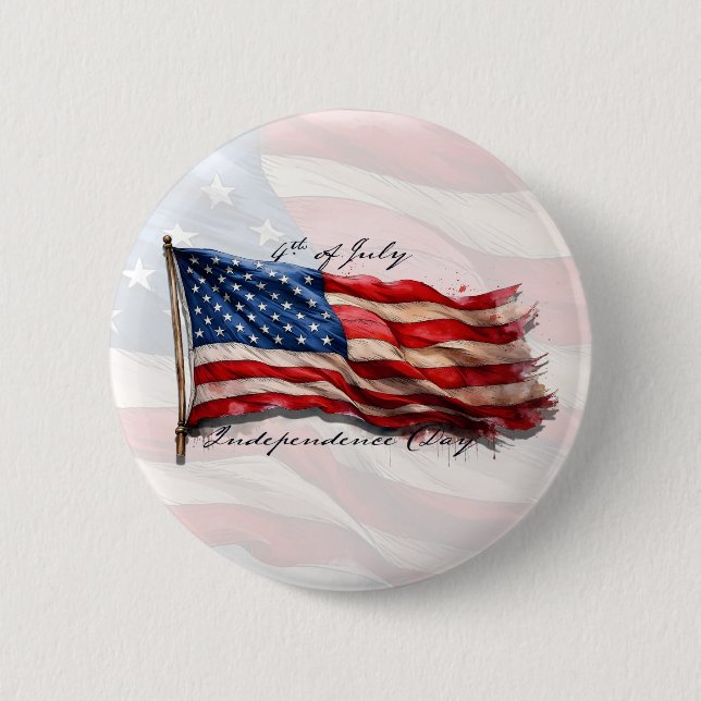 4th of July – Celebrate with US Flag Button (Front)