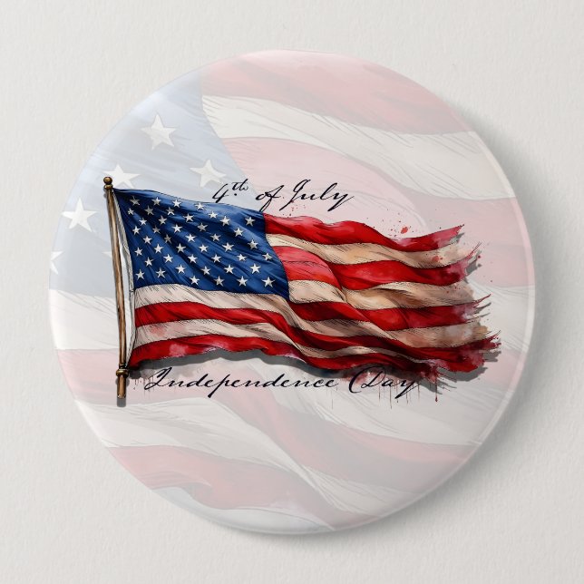 4th of July – Celebrate with US Flag Button (Front)