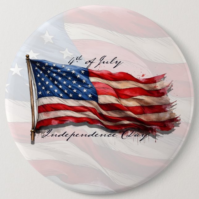 4th of July – Celebrate with US Flag Button (Front)