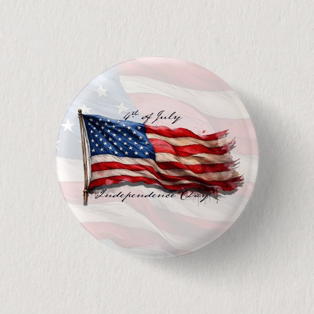 4th of July – Celebrate with US Flag Button (Front)