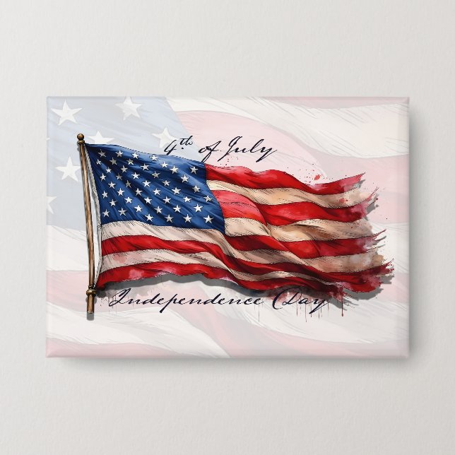 4th of July – Celebrate with US Flag Button (Front)