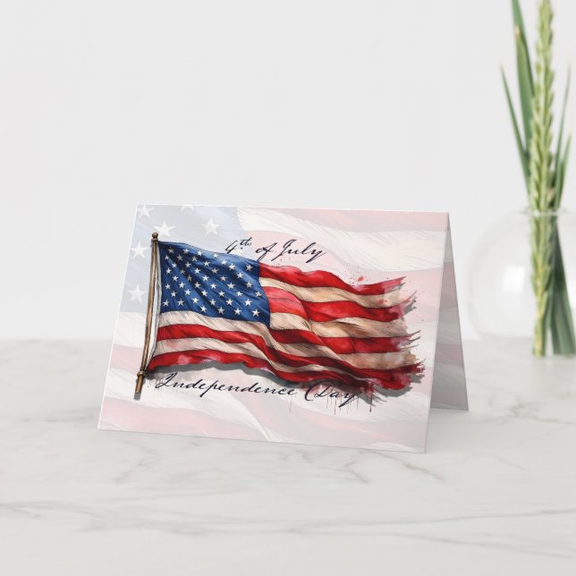 4th of July – Celebrate with US Flag Card (Front)