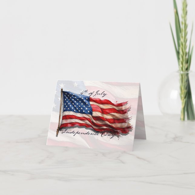 4th of July – Celebrate with US Flag Card (Front)