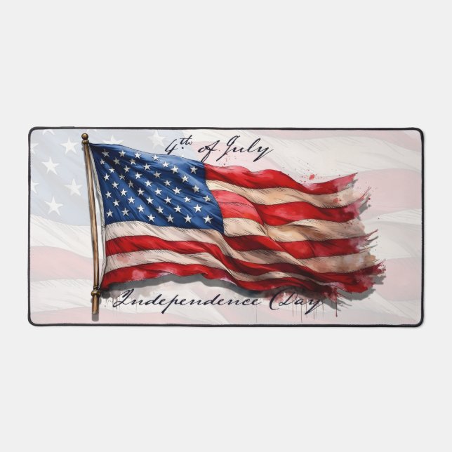 4th of July – Celebrate with US Flag Desk Mat (Front)