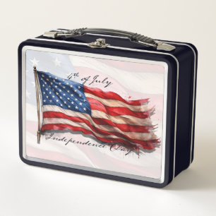 4th of July – Celebrate with US Flag Metal Lunch Box