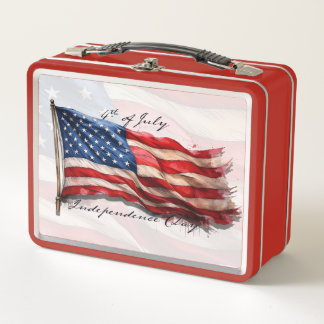 4th of July – Celebrate with US Flag Metal Lunch Box