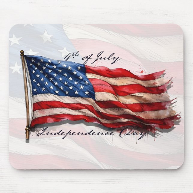 4th of July – Celebrate with US Flag Mouse Pad (Front)
