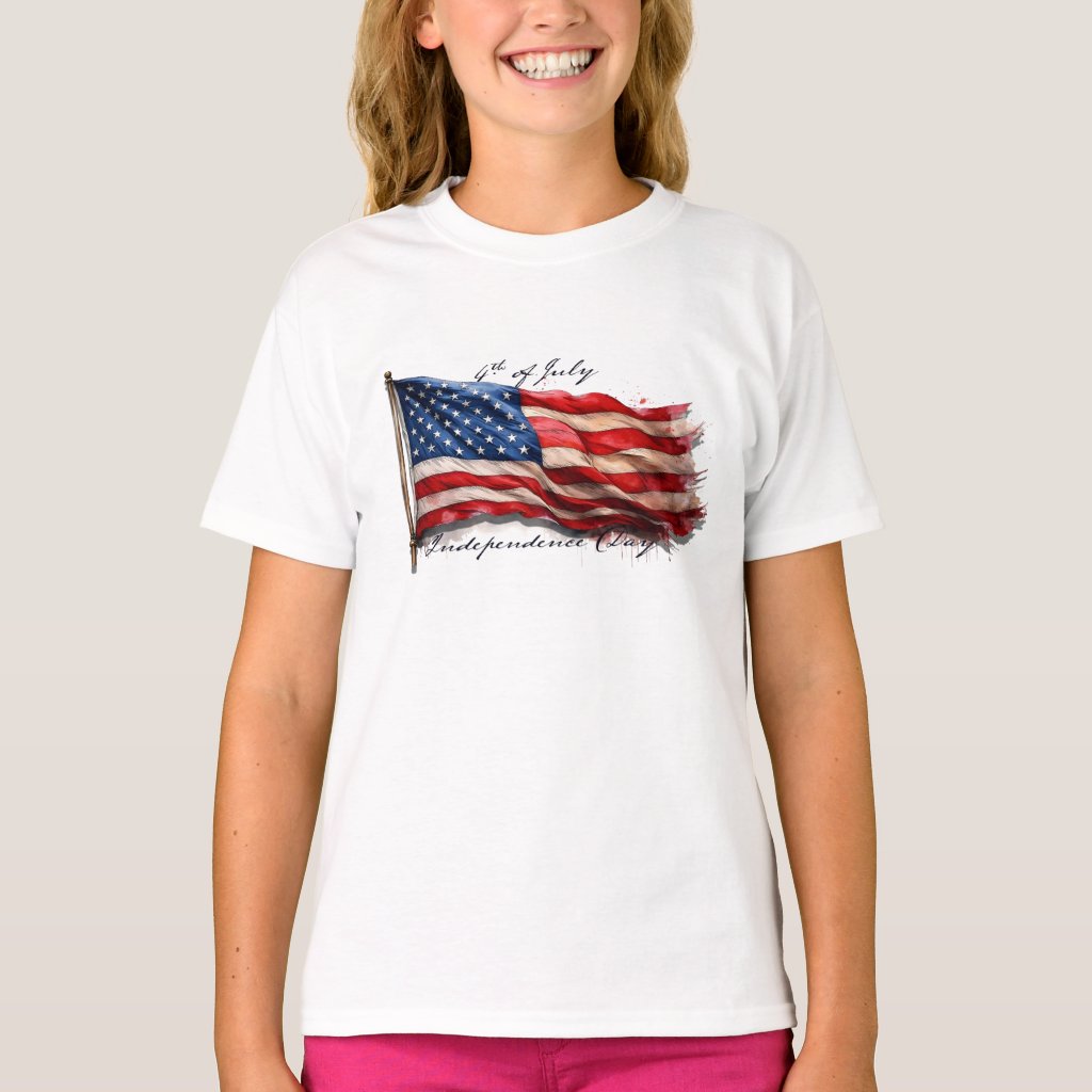 4th of July – Celebrate with US Flag T-Shirt