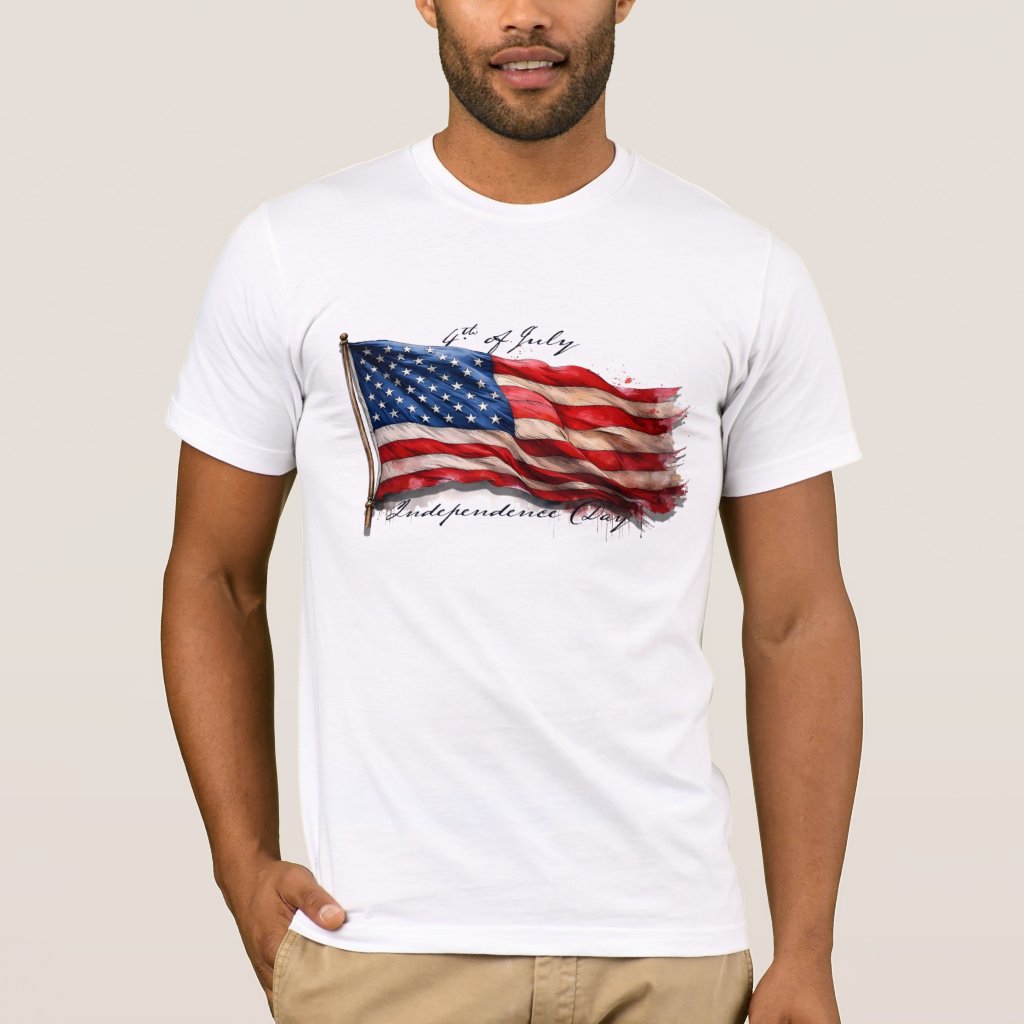 4th of July – Celebrate with US Flag T-Shirt