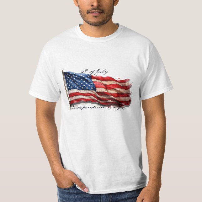 4th of July – Celebrate with US Flag T-Shirt (Front)