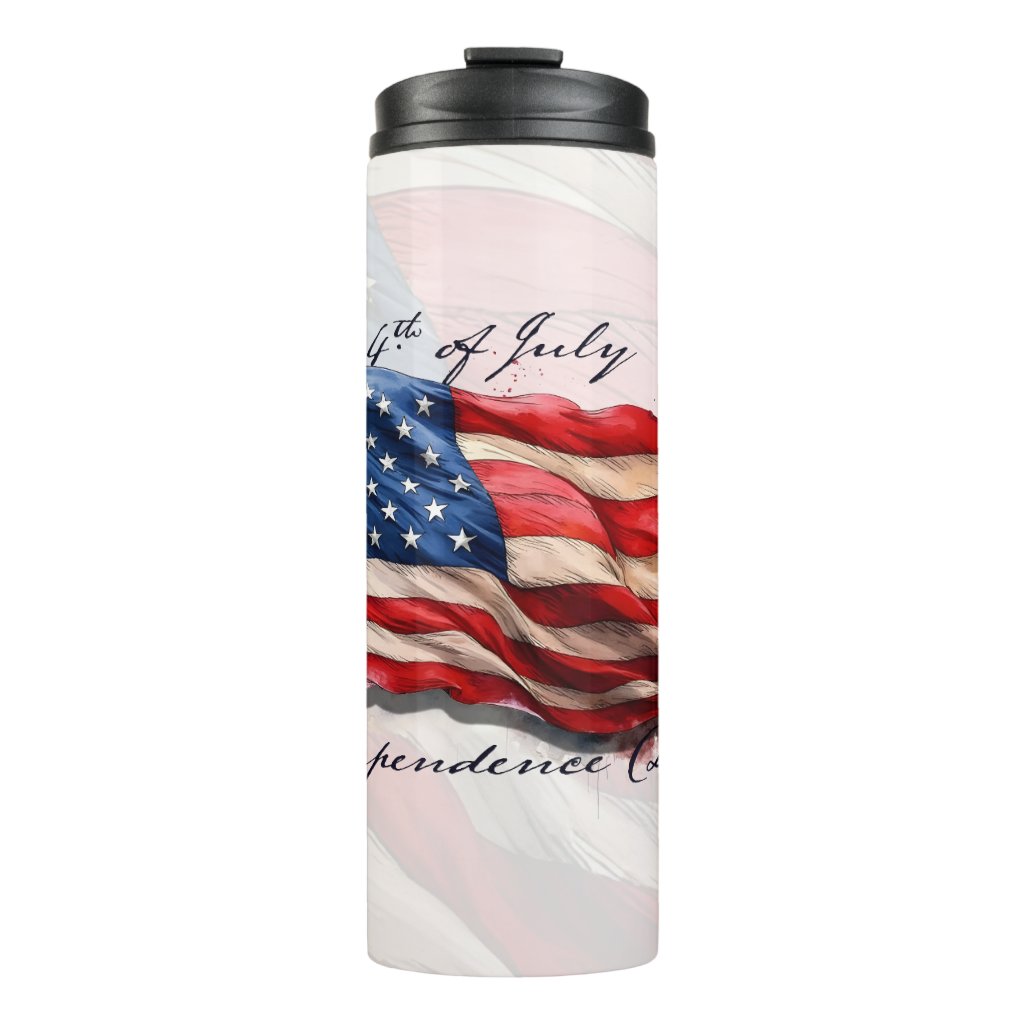 4th of July – Celebrate with US Flag Thermal Tumbler
