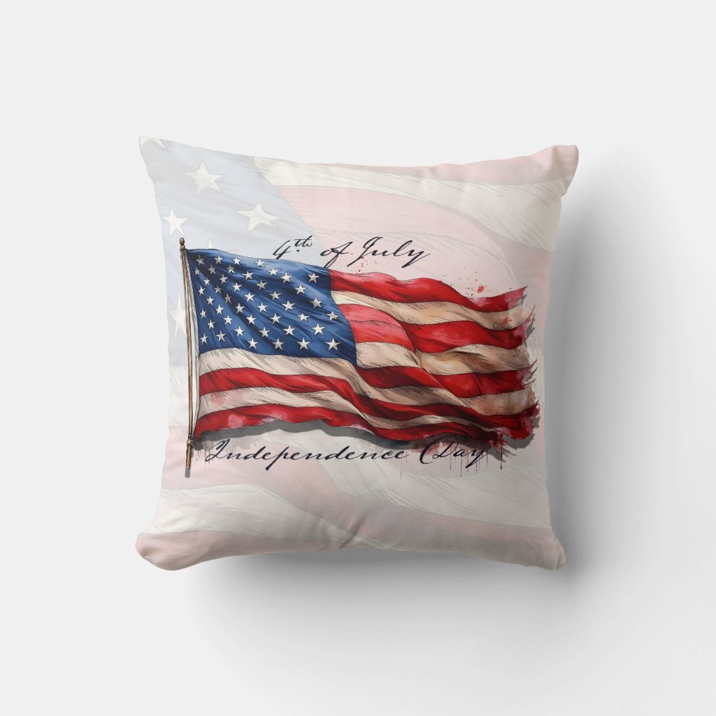 4th of July – Celebrate with US Flag Throw Pillow