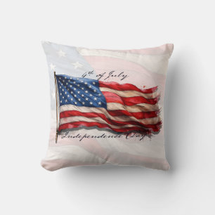 4th of July – Celebrate with US Flag Throw Pillow