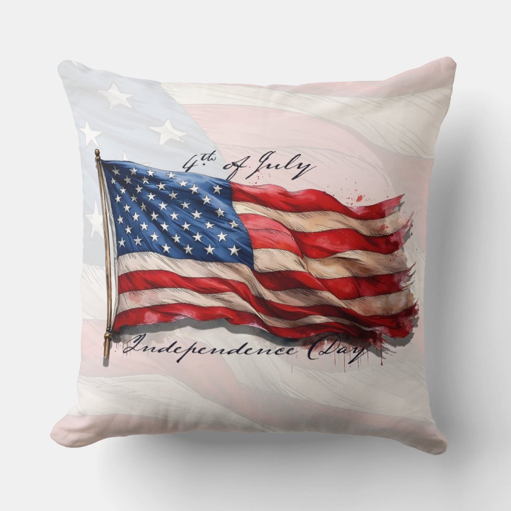 4th of July – Celebrate with US Flag Throw Pillow