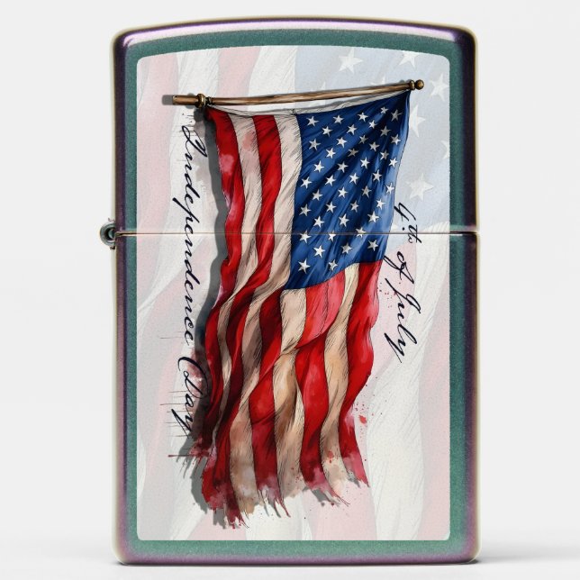 4th of July – Celebrate with US Flag Zippo Lighter (Front)