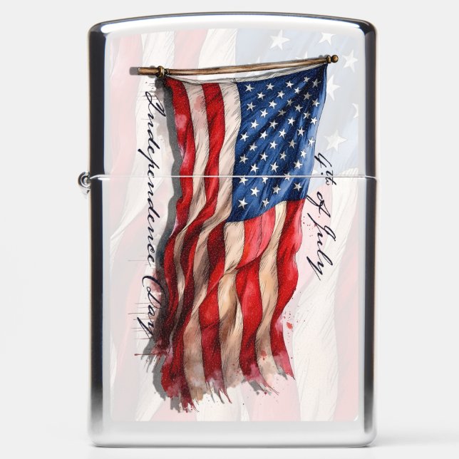 4th of July – Celebrate with US Flag Zippo Lighter (Front)