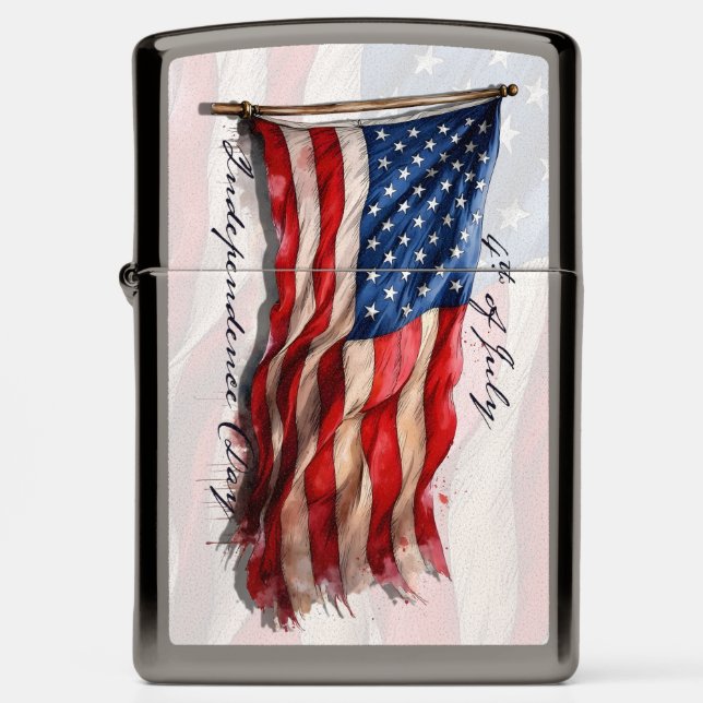 4th of July – Celebrate with US Flag Zippo Lighter (Front)